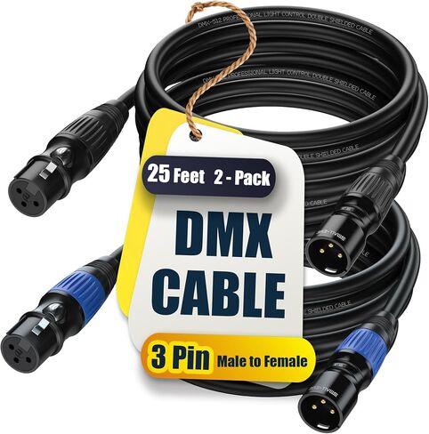 DMX Cables 3ft 2 Pack - 3 Pin DMX Lighting Cable for DMX 512 (Multi color coded) in Saudi Arabia