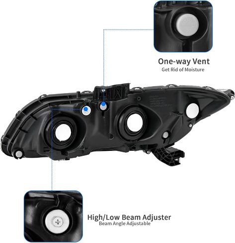 DWVO Projector Headlights Assembly with Daytime Running Lamps Compatible with 2016 2017 2018 2019 2020 2021 Civic Headlamp Replacement Pair Black Housing in Saudi Arabia