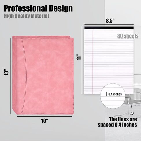 Koogel Portfolio Leather Binder, Dark Green Portfolio Folder for Legal Pad Portfolio Organizer with 30 Sheets Writing Notepad for School Office Meeting in Saudi Arabia