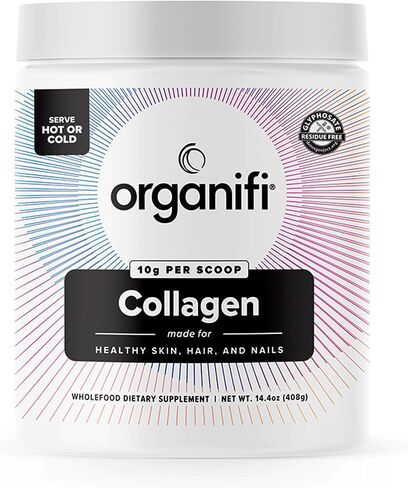 Organifi Collagen Powder - Fuller Hair, Stronger Nails, and Radiant Skin - Replenish and Rebuild Your Body - Gluten-Free, Dairy-Free, and Soy-Free Hydrolyzed Multi Collagen Peptides, 30 Servings in Saudi Arabia