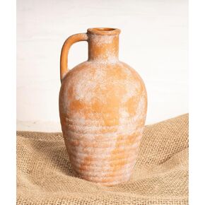 Terracotta Vase with Handle, Boho Farmhouse Ceramic Pottery, 10inch Rustic Vintage Decorative Vases for Flowers, Centerpieces, Living Room.