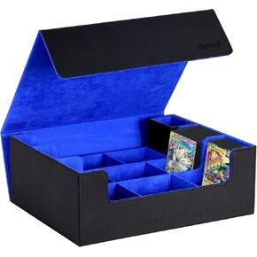 Trading Card Storage Box, Holds 1800+ Trading Cards, PU Leather Commander Card Deck Case, Microfiber Inner Lining, Magnetic Closure Card Holder Fits for Magic Game Cards