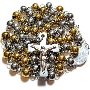 Rosary Beads Chaplet Stainless Steel 8mm Heavy Sturdy GZ Rosery Cross Catholic gifts