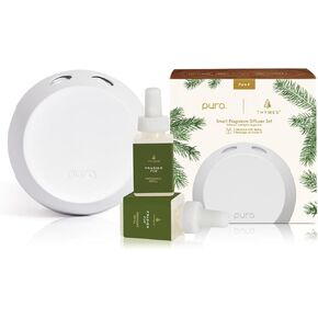 Thymes Frasier Fir Pura 4 Smart Fragrance Diffuser Kit - Includes 1 Pura V4 Aromatherapy Diffuser + 2 Pura Fragrance Refill Vials - Fragrance Diffusers for Home