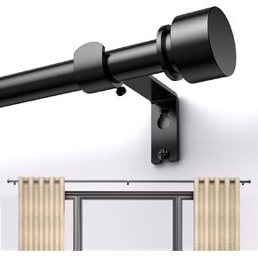 Black Curtain Rod 17 to 88 or 100 inch Max,Thick Rod, Adjustable and Heavy Duty Curtain Rod for Windows 17 to 96 inch