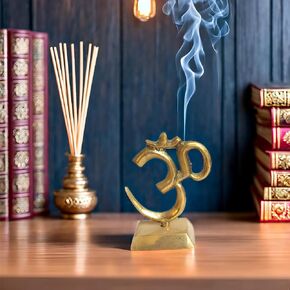 PARIJAT HANDICRAFT Brass Metal Hindu Religious Symbol om Idol Gold Metal Statue for car Dashboard mandir Pooja murti Temple puja Home Decor Office showpiece