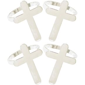 4pcs Cross Napkin Ring Napkin Circle Blessed Napkin Rings Religious Napkin Buckles Serviette Buckle Serviette Holder Cross Napkin Holder Serviette Rings The Cross Alloy