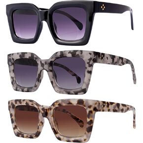 3 Pack Bifocal Reading Sunglasses for Women Fashion Sun Readers Glasses Spring Hinge Outdoor Reading Glasses UV400 Protection, +2.5
