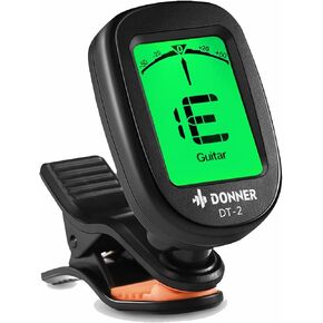Donner Guitar Tuner Clip On Magnetic Digital Guitar Tuner with Color LCD Display for Acoustic/Electric Guitar Ukulele Bass Violin Banjo Tuning DT-10 - Black