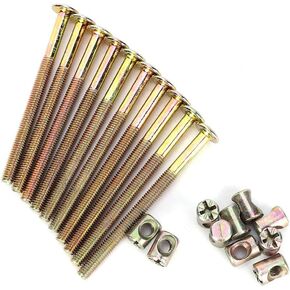 10Pcs Furniture Bolts M6 Carbon Steel With Barrel Nuts Dowel Nut Connector Fastener Connector Bolt Threaded Inserts Screw(150mm)