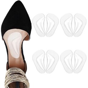 4 Pairs Arch Support Insert Gel Insole Arch Pad High Arch Support Insert Women Arch Support for Flat Feet Self-Adhesive Soft Transparent Silicone Shoe Insole for High Heel Plantar Fasciitis Relief