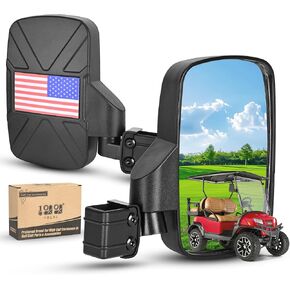 10L0L Golf Cart Mirror No Drilling Side Mirrors,180° Rotation & Foldable-HD Shatterproof Side Rear View Mirrors Universal for Yamaha EZGO Club Car and Other