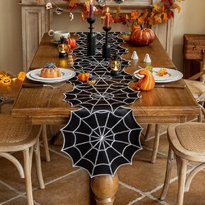 Joyfol Day Christmas Embroidered Red Table Runner 14 x 33 Inch, Cutwork Poinsettia Holly Leaves Acorns Table Runners, for Xmas Holiday Winter Festival Kitchen Dining Tabletop Decoration
