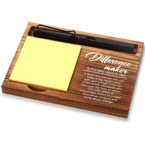Appreciation Gifts for Women, New Chapter Gifts for Women, Inspirational Office Decor Gifts for Women,Wooden Notepad Pen Holder With Inspirational Quotes,16.5 x 12 x 1.5 cm,XXN5