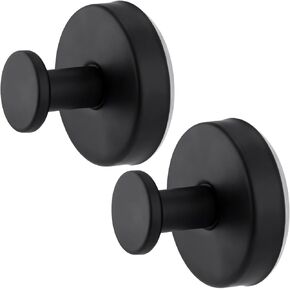 2pcs Suction Cup Hooks for Shower, Premium Stainless Steel Suction Cup Hooks Waterproof Suction Hooks Easy to Install Suitable for Smooth and Contamination-Free Surfaces(Black)