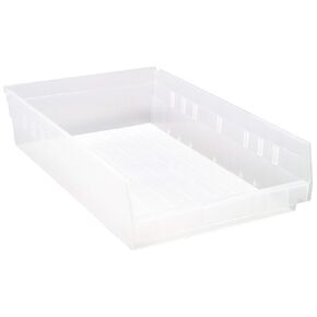 QUANTUM STORAGE SYSTEMS K-QSB110CL-2 2-Pack Plastic Shelf Bin Storage Containers, 17-7/8" x 11-1/8" x 4", Clear