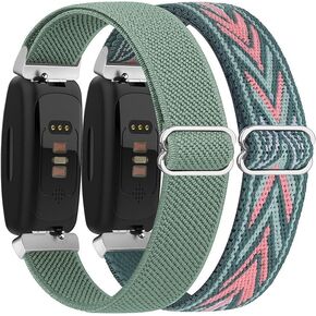 2 Pack Adjustable Elastic Bands for Fitbit Inspire 2 Bands/Inspire HR/Inspire/Ace 3/Ace 2, Soft Stretchy Nylon Loop Strap Replacement Wristband for Women Men
