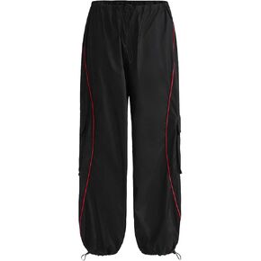 Verdusa Women's Contrast Binding Pocket Cargo Drawstring Waist Parachute Pants in Saudi Arabia