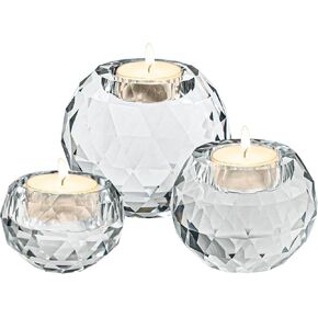 MrMrKura Crystal Candle Holders for Candle Tealight, Clear Votive Crystal Glass Candlestick Holder Set of 3, Round Votive Candle Holders Crystals Ball Decor for Home, Wedding Decorations in Saudi Arabia