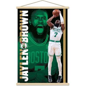Trends International NBA Boston Celtics - Jaylen Brown 21 Wall Poster, 22.375" x 34", Print and Black Hanger Bundle