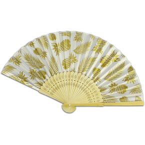 KC Hawaii Golden Pineapple Bamboo Fan
