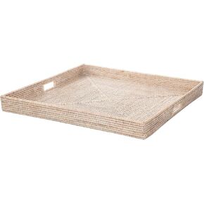 Kouboo La Jolla Rattan Tray, White-wash