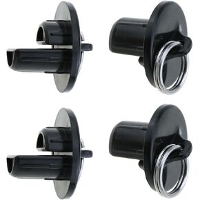 MEETOOT 4PCS 0.71 Inch Inner Diameter Black Curtain Plug Replacement Shading Component Plastic End Cap with Pull Ring Fit Roller Shutter Lower Rod Installation