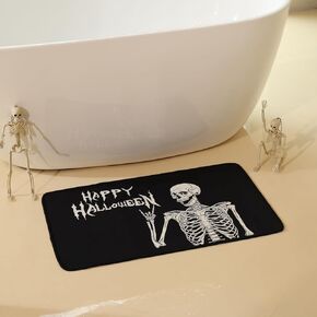 Skull Halloween Bath Mat - Soft Non-Slip Bath Mat Absorbent Bath Rugs for Bathroom, Machine Washable Bathmats Halloween Decor,Horror Gothic Gifts(17.72" X 25.6")