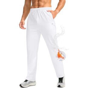 Pudolla Men's Fleece Lined Sweatpants with Zipper Pockets Winter Warm Water Resistant Athletic Pants for Workout Running