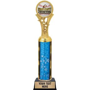 Fantasy Baseball Trophies, 11" Blue Stars Fantasy Baseball Trophy Award, Free Engraving Prime