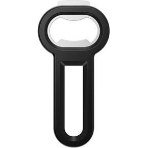 Linoroso Magnetic Bottle Opener Pop Can Opener for Refrigerator, Beer Bottle Opener and Soda Can Opener with Cap Catcher, Portable Beer Opener for Bartender, Home, Restaurant, Bar Tools, 1 Pack, Black