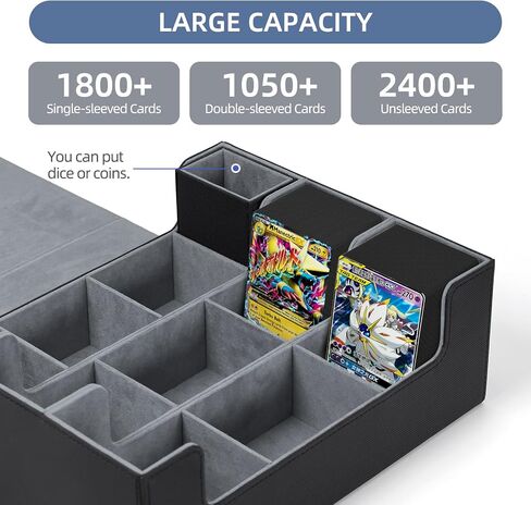 Trading Card Storage Box, Holds 1800+ Trading Cards, PU Leather Commander Card Deck Case, Microfiber Inner Lining, Magnetic Closure Card Holder Fits for Magic Game Cards in Saudi Arabia