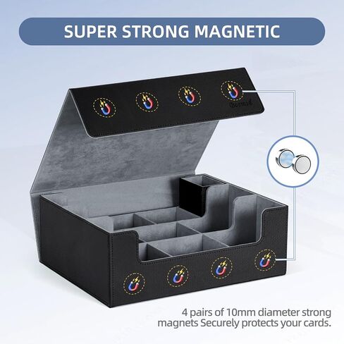 Trading Card Storage Box, Holds 1800+ Trading Cards, PU Leather Commander Card Deck Case, Microfiber Inner Lining, Magnetic Closure Card Holder Fits for Magic Game Cards in Saudi Arabia