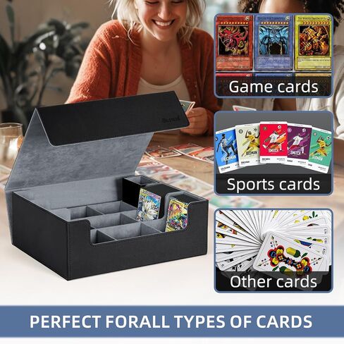 Trading Card Storage Box, Holds 1800+ Trading Cards, PU Leather Commander Card Deck Case, Microfiber Inner Lining, Magnetic Closure Card Holder Fits for Magic Game Cards in Saudi Arabia