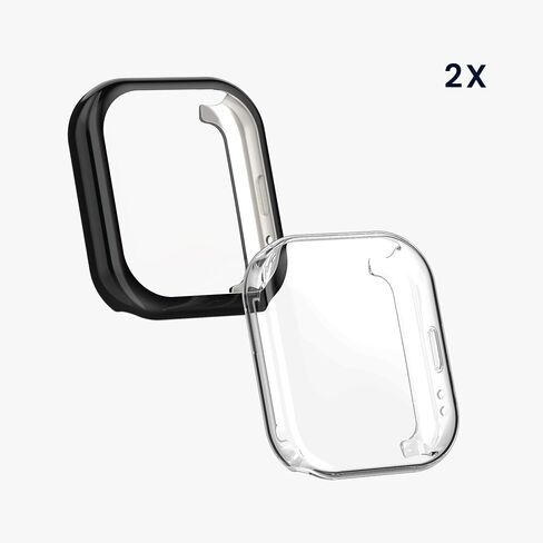 kwmobile Case Compatible with Amazfit Active (A2211) Case - 2X TPU Silicone Fitness Tracker Cover - Transparent/Black in Saudi Arabia
