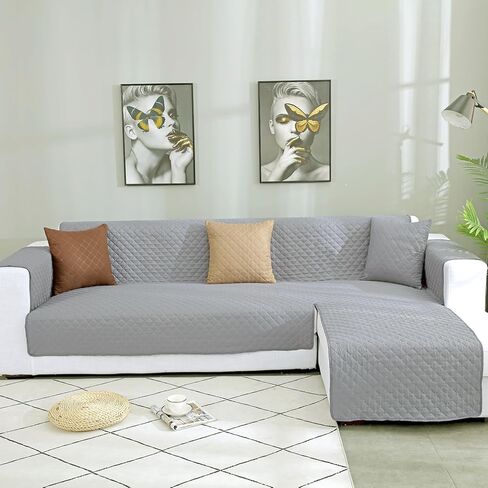 Double Side L Shape Couch Cover Sectional Sofa Covers Set Chaise Couch Cover Slip Covers for Sofas Couches Sectional Furniture Protector Cover (Large,Light Grey) in Saudi Arabia