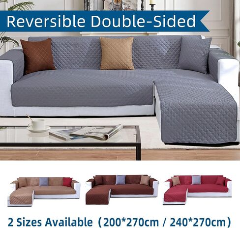 Double Side L Shape Couch Cover Sectional Sofa Covers Set Chaise Couch Cover Slip Covers for Sofas Couches Sectional Furniture Protector Cover (Large,Light Grey) in Saudi Arabia