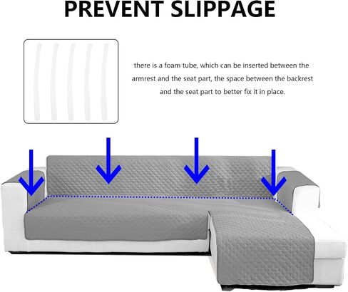 Double Side L Shape Couch Cover Sectional Sofa Covers Set Chaise Couch Cover Slip Covers for Sofas Couches Sectional Furniture Protector Cover (Large,Light Grey) in Saudi Arabia