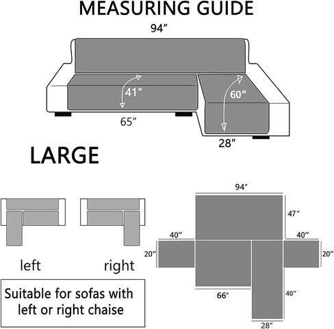 Double Side L Shape Couch Cover Sectional Sofa Covers Set Chaise Couch Cover Slip Covers for Sofas Couches Sectional Furniture Protector Cover (Large,Light Grey) in Saudi Arabia