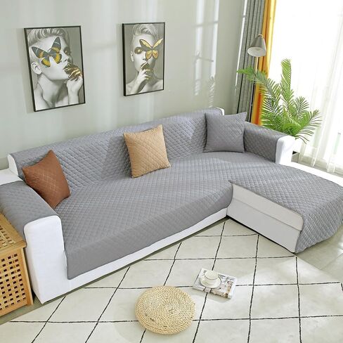 Double Side L Shape Couch Cover Sectional Sofa Covers Set Chaise Couch Cover Slip Covers for Sofas Couches Sectional Furniture Protector Cover (Large,Light Grey) in Saudi Arabia