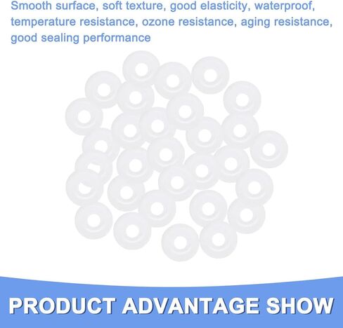 حلقات دائرية - 30 قطعة حشية مانعة للتسرب تناسب إصلاح أنابيب صمامات الضاغط - سيليكون - (5 مم OD 2 مم عرض 1.5 مم، أبيض) in Kuwait