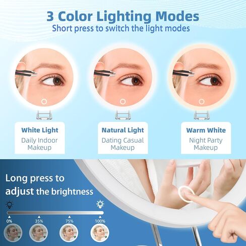 6“ 30X Strong Magnifying Mirror for Close up Detailed Make-up for The Elderly,Led Magnified Mirror with Lights,High Magnification Round Makeup Mirror with Lights Scissors Sets,Gifts Men for Mom in Kuwait