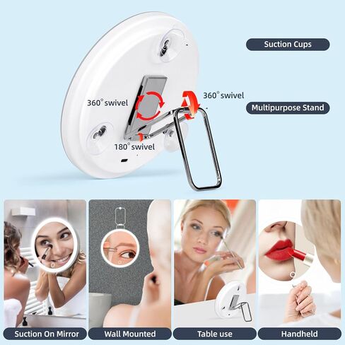 6“ 30X Strong Magnifying Mirror for Close up Detailed Make-up for The Elderly,Led Magnified Mirror with Lights,High Magnification Round Makeup Mirror with Lights Scissors Sets,Gifts Men for Mom in Kuwait