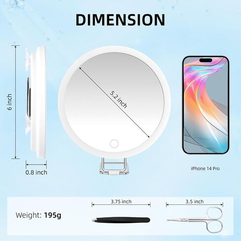 6“ 30X Strong Magnifying Mirror for Close up Detailed Make-up for The Elderly,Led Magnified Mirror with Lights,High Magnification Round Makeup Mirror with Lights Scissors Sets,Gifts Men for Mom in Kuwait