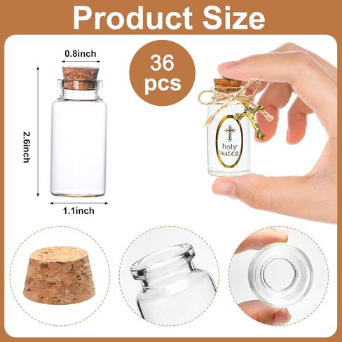 56 Set Holy Water Bottles,25ml Catholic Christian Holy Clear Water Bottles Cork Stopper Glass Bottles Empty Holy Container for Jerusalem Gifts Wedding Party Favors Gift in Saudi Arabia