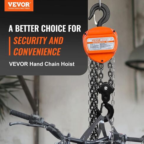 VEVOR Hand Chain Hoist 1/2 Ton 10 FT Come Along, 1100 lbs Capacity G80 Galvanized Carbon Steel with Double-Pawl Brake, Auto Chain Leading & 360° Rotation Hook, for Garage Factory Dock in Saudi Arabia
