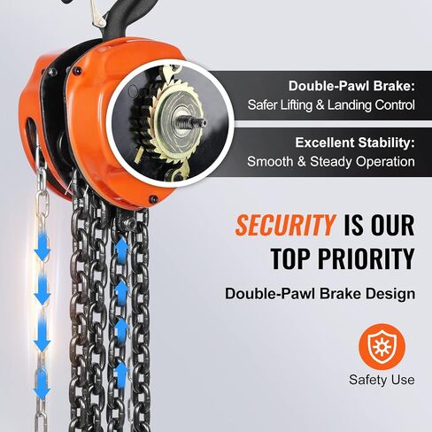 VEVOR Hand Chain Hoist 1/2 Ton 10 FT Come Along, 1100 lbs Capacity G80 Galvanized Carbon Steel with Double-Pawl Brake, Auto Chain Leading & 360° Rotation Hook, for Garage Factory Dock in Saudi Arabia