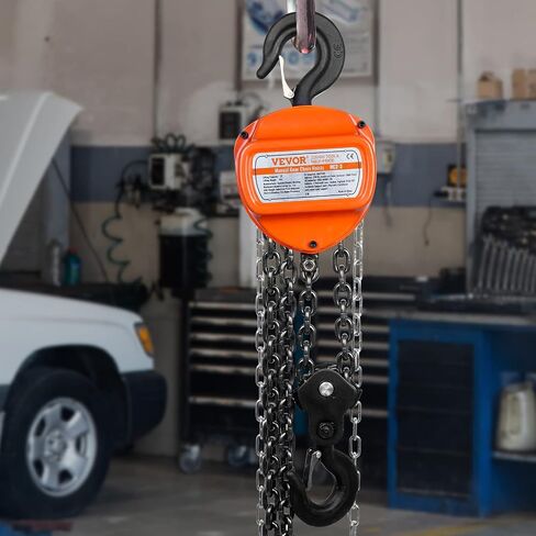 VEVOR Hand Chain Hoist 1/2 Ton 10 FT Come Along, 1100 lbs Capacity G80 Galvanized Carbon Steel with Double-Pawl Brake, Auto Chain Leading & 360° Rotation Hook, for Garage Factory Dock in Saudi Arabia