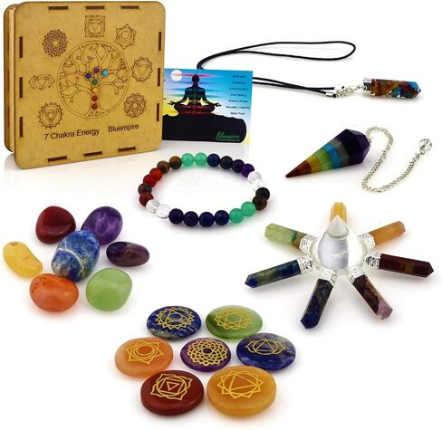 Chakra Stones Set - Crystals and Healing Stones Kit, 5 Ebooks (18 pcs) in Saudi Arabia