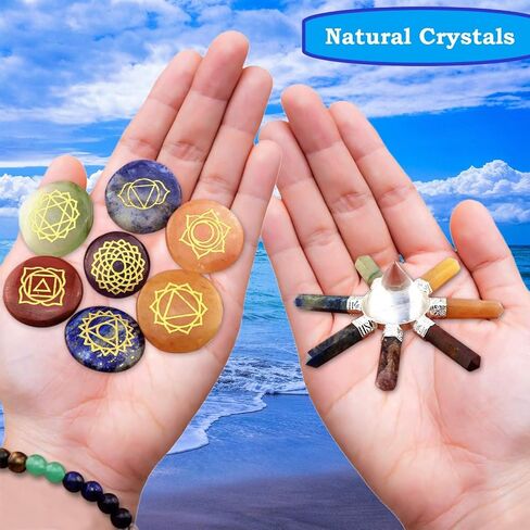 Chakra Stones Set - Crystals and Healing Stones Kit, 5 Ebooks (18 pcs) in Saudi Arabia